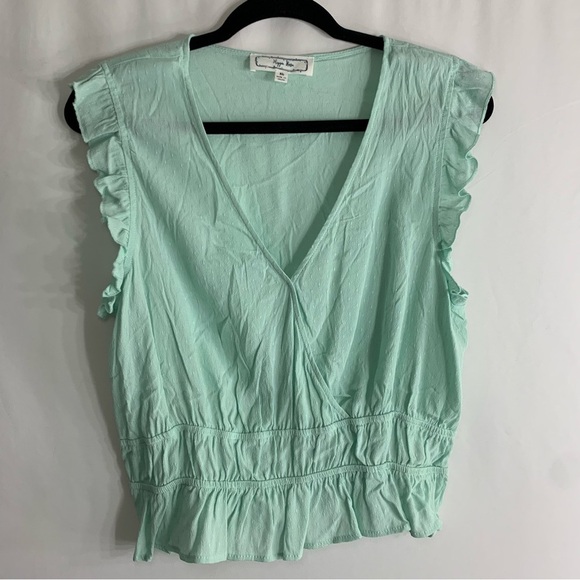 NWoT Hippie Rose Mint Green Sleeveless Ruffle V Neck Top, Size XL - Picture 2 of 9